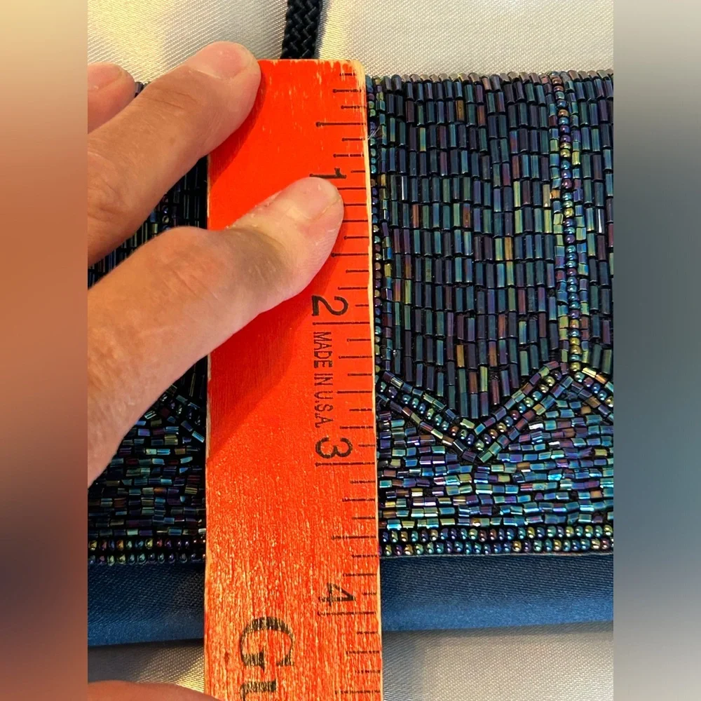 La Regale Beaded Navy Blue Evening Clutch - Picture 7 of 7